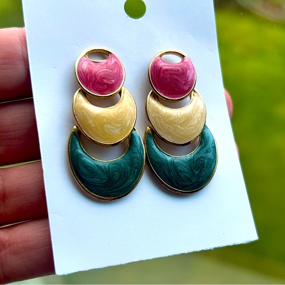 Vintage 80s drop earrings - Picture 1 of 3